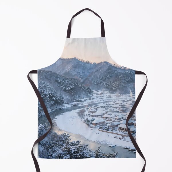 Item preview, Serene Winter Snowfall at Andong Hahoe Folk Village, Korea: Snowy Pine Forest, Frozen Nakdong River & Traditional Hanok Architecture Art Print, Poster & Home Decor designed and sold by SOOstudio73.
