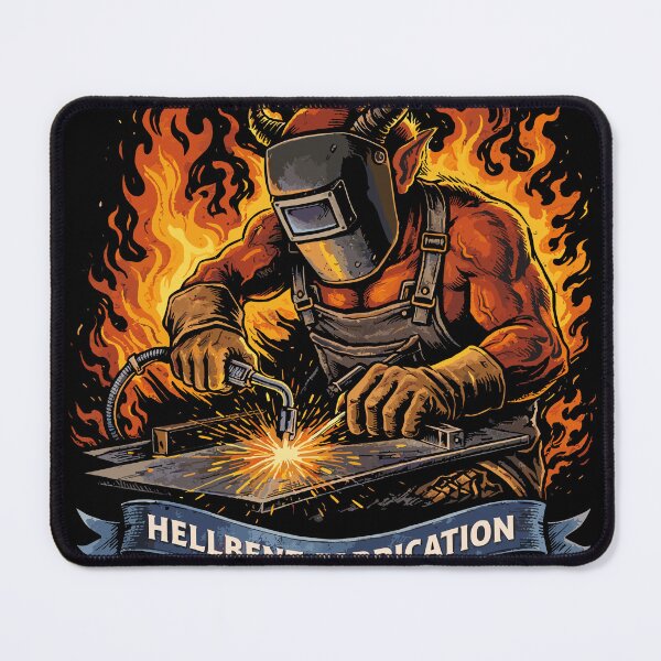 Item preview, American Steel Hellbent Fabrication Welding Devil Poster designed and sold by Matinez Pink.