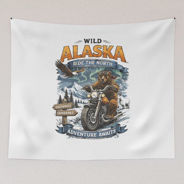 Item preview, Wild Alaska Ride The North Biker Bear Poster designed and sold by Matinez Pink.