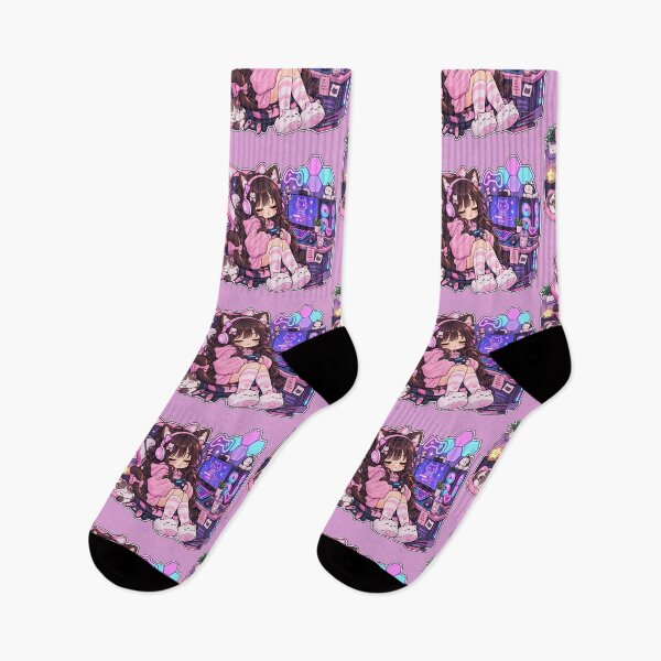 Item preview, Chibi Kawaii Gamer Girl Sleeping Cat Ears designed and sold by littlepiptales.