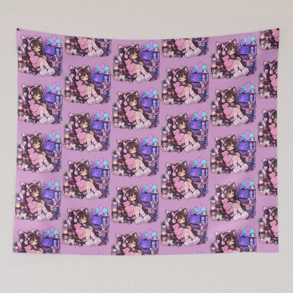 Item preview, Chibi Kawaii Gamer Girl Sleeping Cat Ears designed and sold by littlepiptales.