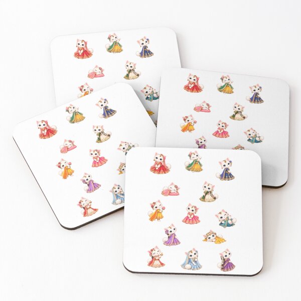 Item preview, Cute White Cats in Indian Lehenga Sticker Sheet Festive Bridal Cat Illustration designed and sold by Rehnair.