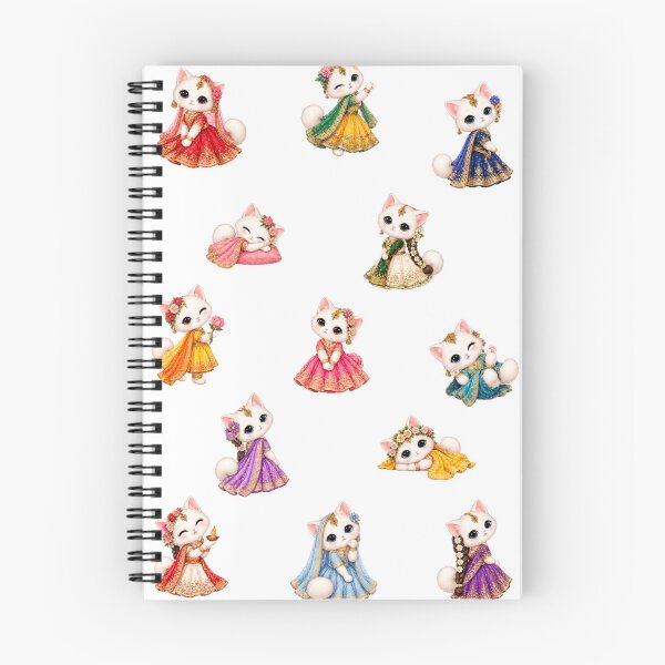 Item preview, Cute White Cats in Indian Lehenga Sticker Sheet Festive Bridal Cat Illustration designed and sold by Rehnair.