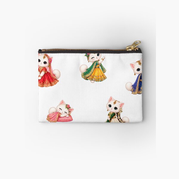 Item preview, Cute White Cats in Indian Lehenga Sticker Sheet Festive Bridal Cat Illustration designed and sold by Rehnair.