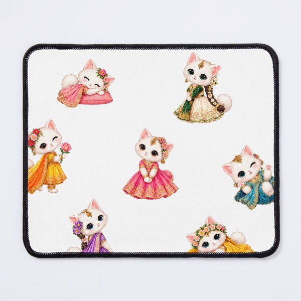 Item preview, Cute White Cats in Indian Lehenga Sticker Sheet Festive Bridal Cat Illustration designed and sold by Rehnair.