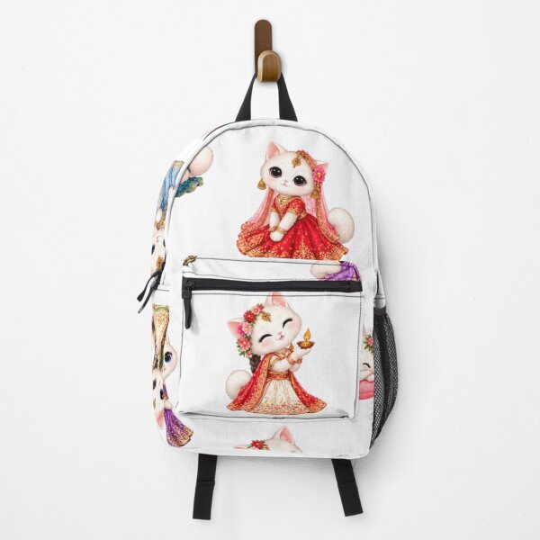 Item preview, Cute White Cats in Indian Lehenga Sticker Sheet Festive Bridal Cat Illustration designed and sold by Rehnair.