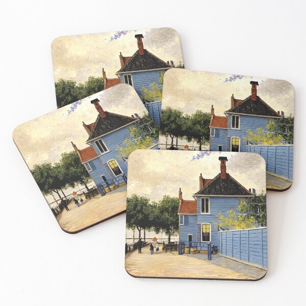 Item preview, The Blue House at Zaandam: A Luminous Impressionist View of a Dutch Riverside Village designed and sold by artdesignsnow.