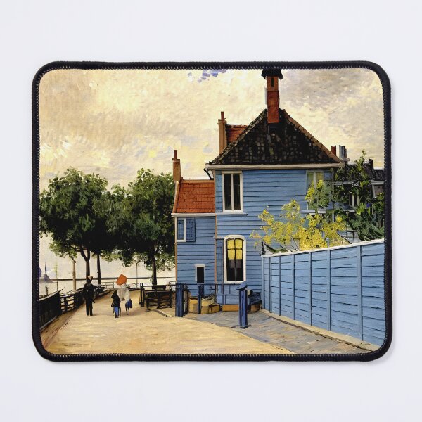 Item preview, The Blue House at Zaandam: A Luminous Impressionist View of a Dutch Riverside Village designed and sold by artdesignsnow.