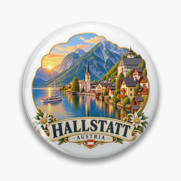 Item preview, Hallstatt Austria Vintage Travel Sticker designed and sold by ChicClicker.