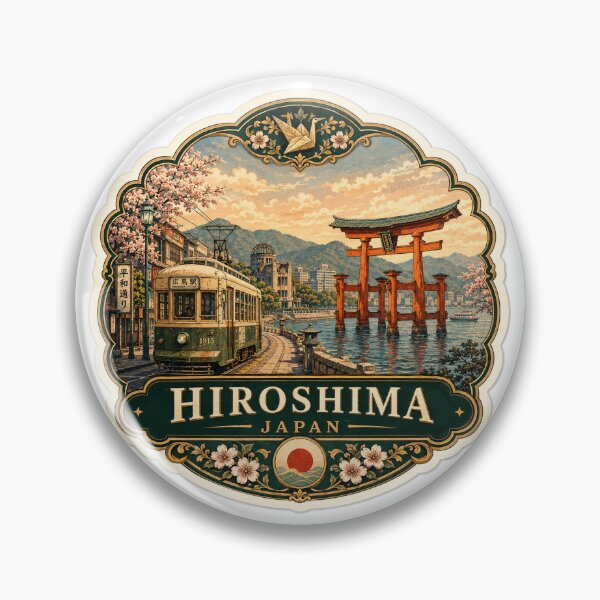 Item preview, Hiroshima Japan – Torii Gate, Historic Tram & Japanese Travel Art designed and sold by ChicClicker.