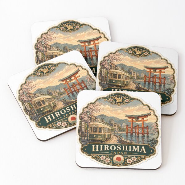 Item preview, Hiroshima Japan – Torii Gate, Historic Tram & Japanese Travel Art designed and sold by ChicClicker.