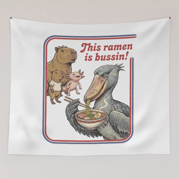 Item preview, This Ramen Is Bussin Funny Capybara Axolotl shoebill Ramen designed and sold by LOVEARTDESIGN.