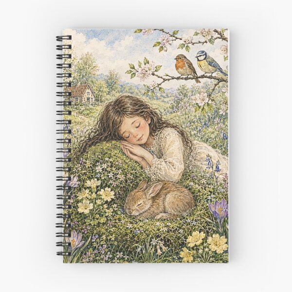Item preview, Sleeping girl in a spring meadow with a hare designed and sold by thirtyonestars.
