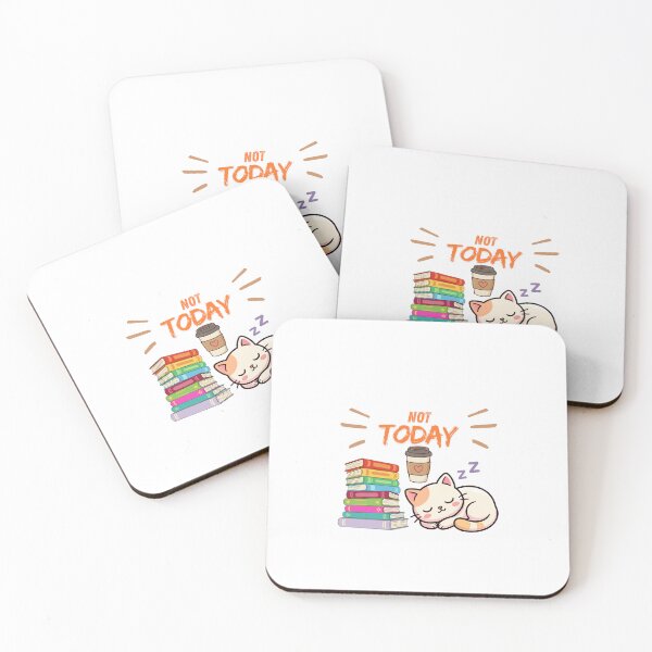 Item preview, Not Today – Sleeping Cat, Books & Coffee | Cute Bookworm Design designed and sold by Anahit Petrosyan Art Studio & Unique Print Designs for a Gift.