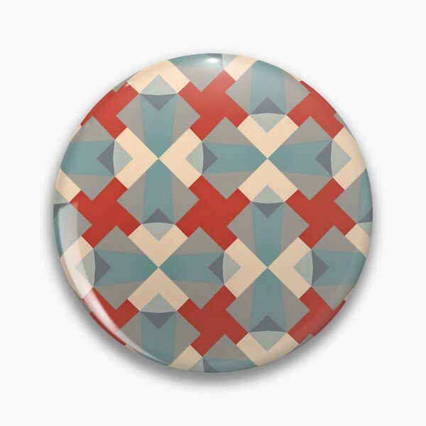 Item preview, Geometric pattern repeats in bold red and soft teal tones designed and sold by PenguinWinter.