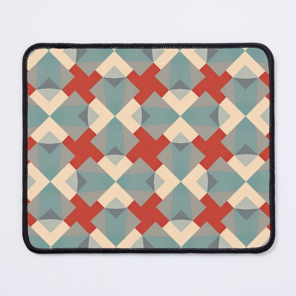 Item preview, Geometric pattern repeats in bold red and soft teal tones designed and sold by PenguinWinter.