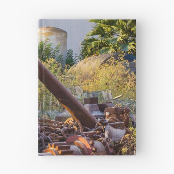 Item preview, Rusted Anchor and Heavy Chain Amid Overgrown Industrial Scrapyard With Machinery and Plants designed and sold by Nmallia.