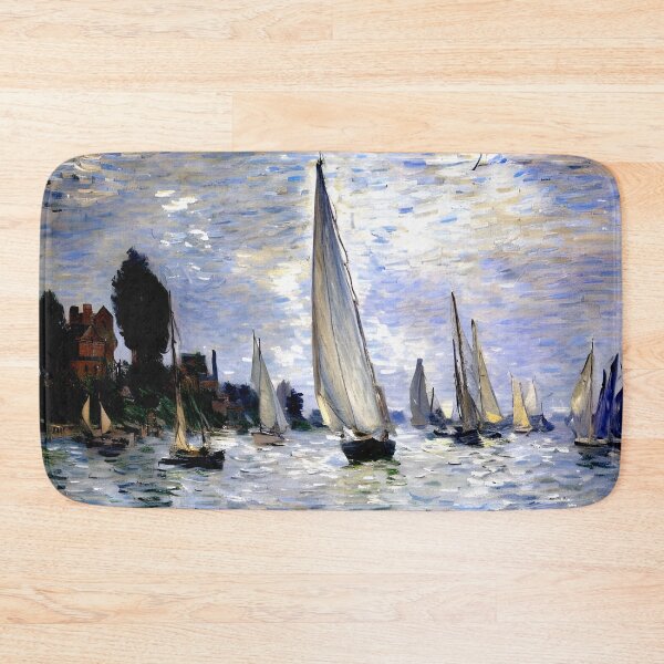 Artikelvorschau, Die Boote, Regatta in Argenteuil: Eine sonnenbeschienene impressionistische Segelszene entworfen und verkauft von artdesignsnow.