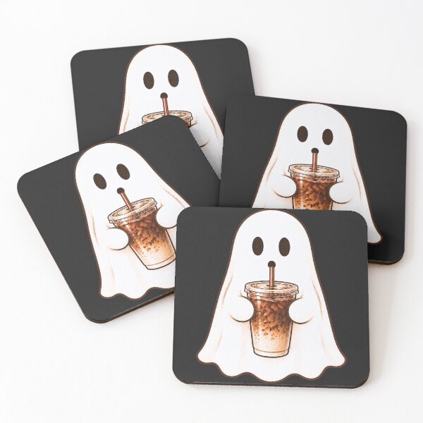 Item preview, Cute Retro Ghost Drinking Iced Coffee Halloween designed and sold by JerdbordinShop.