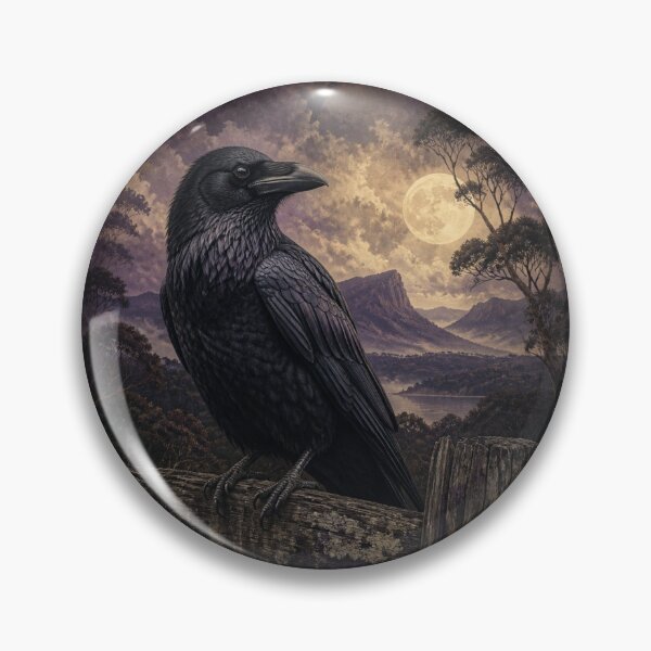 Item preview, Moonlit Raven Sentinel – Dramatic Night Landscape Illustration designed and sold by Designs By Ms Mal_Tas.
