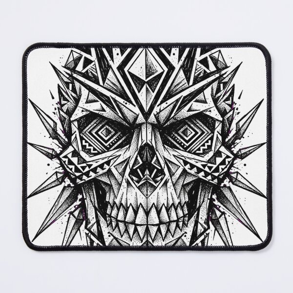 Item preview, Geometric Shattered Skull - Raw Tribal Blackwork Art designed and sold by VYBE DARK Studio.