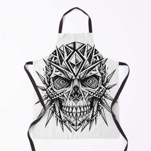 Item preview, Geometric Shattered Skull - Raw Tribal Blackwork Art designed and sold by Clear Vibe.