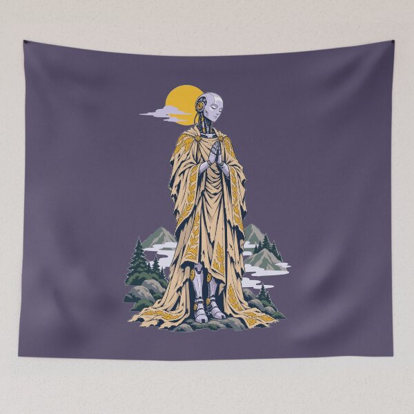 Item preview, Zen Robot Pilgrim – Praying Machine at Mountain Sunrise designed and sold by KungPowUnicorn.