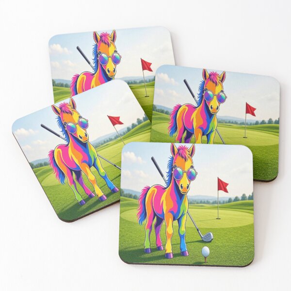 Item preview, Tugy the Rainbow Horse Playing Golf designed and sold by Breezes-of-Ida.