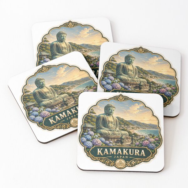 Item preview, Kamakura Japan – Great Buddha, Coastal Temple & Floral Travel Art designed and sold by ChicClicker.