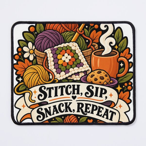 Item preview, Stitch Sip Snack Repeat Crochet designed and sold by supertae.