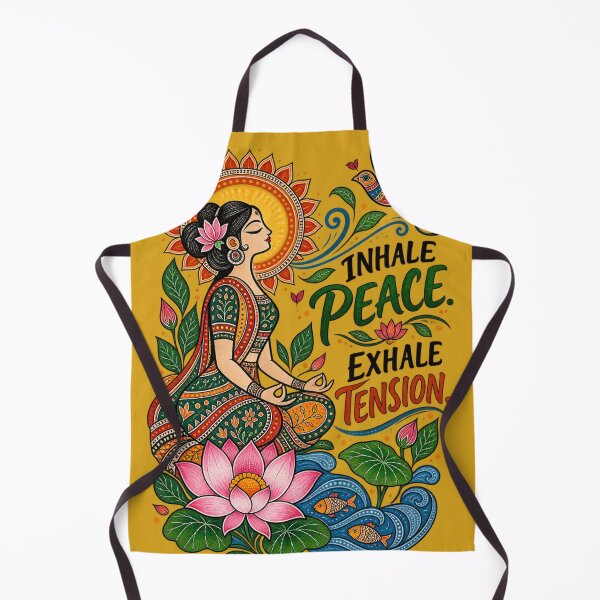 Item preview, Inhale Peace Exhale Tension – Madhubani Meditation Art designed and sold by Chirayu1111.