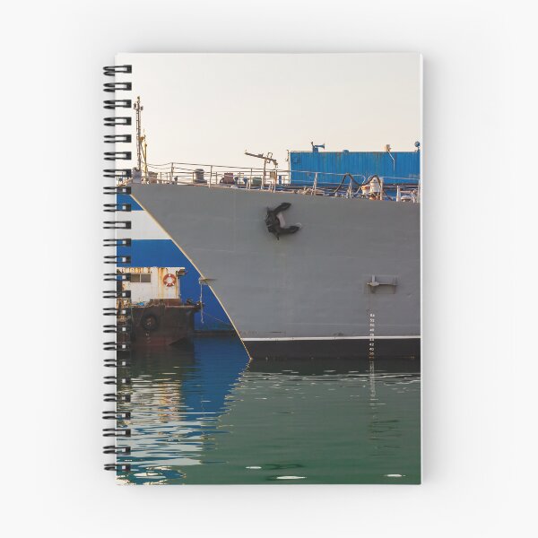 Item preview,  Gray Ship Bow Docked at Harbor With Calm Water Reflection and Industrial Port Details designed and sold by Nmallia.