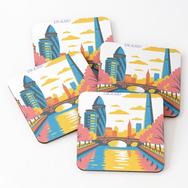 Item preview, Retro  London four season postersummer, skyline, The Shard, Gherkin, Thames, Big Ben,  London, Abstract art piece, beautiful unique London line art designed and sold by Coolparrotgirl.