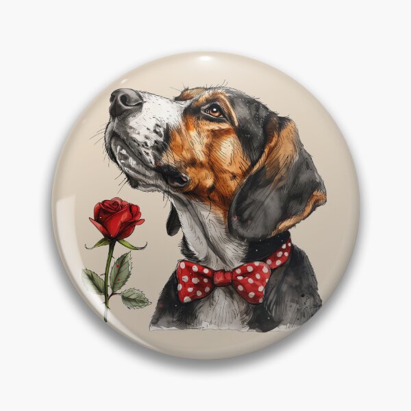 Item preview, American Foxhound with Red Rose and Polka Dot Bow Tie designed and sold by Erika Kaisersot.