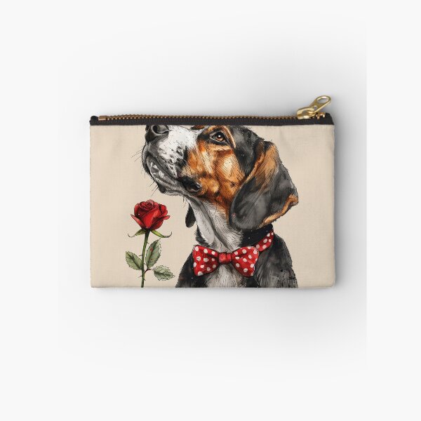 Item preview, American Foxhound with Red Rose and Polka Dot Bow Tie designed and sold by Erika Kaisersot.
