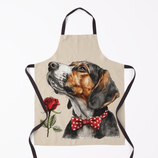 Item preview, American Foxhound with Red Rose and Polka Dot Bow Tie designed and sold by Erika Kaisersot.