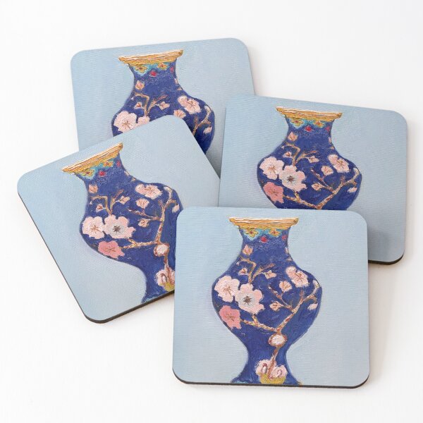 Item preview, Blue flower vase with gold details designed and sold by IvaSoulArt.