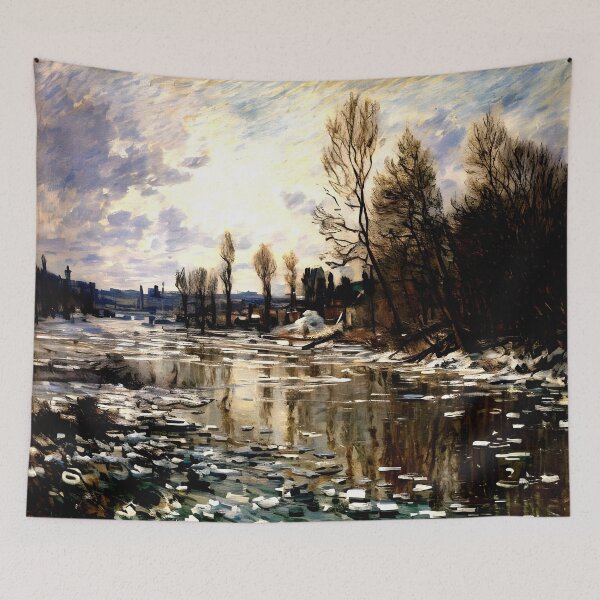 Item preview, The Break-Up of the Ice: A Luminous Impressionist Study of Melting River Ice designed and sold by artdesignsnow.