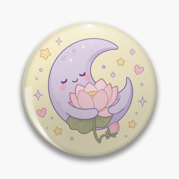 Item preview, Quiet Happiness – Cute Thai Moon & Lotus Minamal Design designed and sold by CosmicQuietStudio.