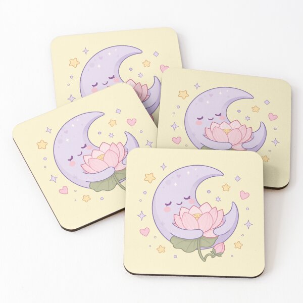 Item preview, Quiet Happiness – Cute Thai Moon & Lotus Minamal Design designed and sold by CosmicQuietStudio.