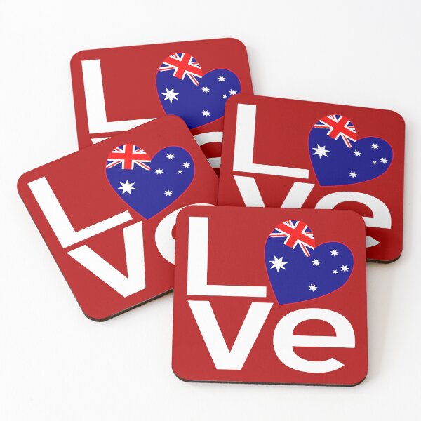 Item preview, Aussie LOVE Heart Design with Australia Flag – Red & White Typography designed and sold by AuntieShoe.
