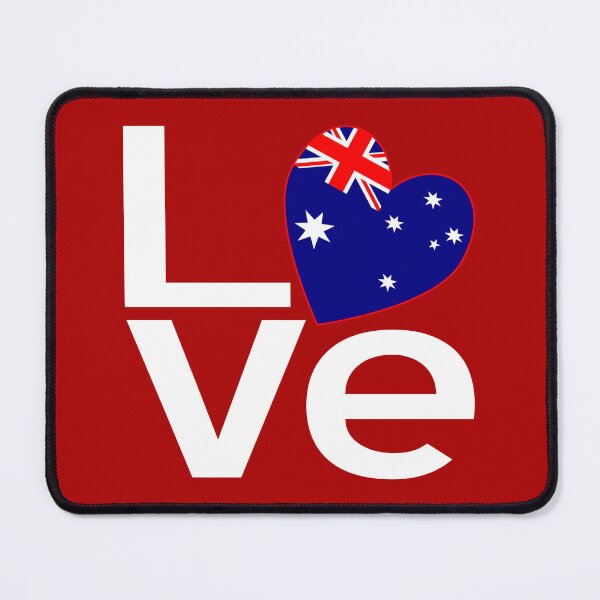 Item preview, Aussie LOVE Heart Design with Australia Flag – Red & White Typography designed and sold by AuntieShoe.