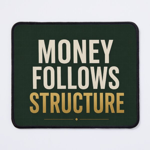 Item preview, Money Follows Structure | Dark Green Minimalist Finance Poster designed and sold by Zaramodo.