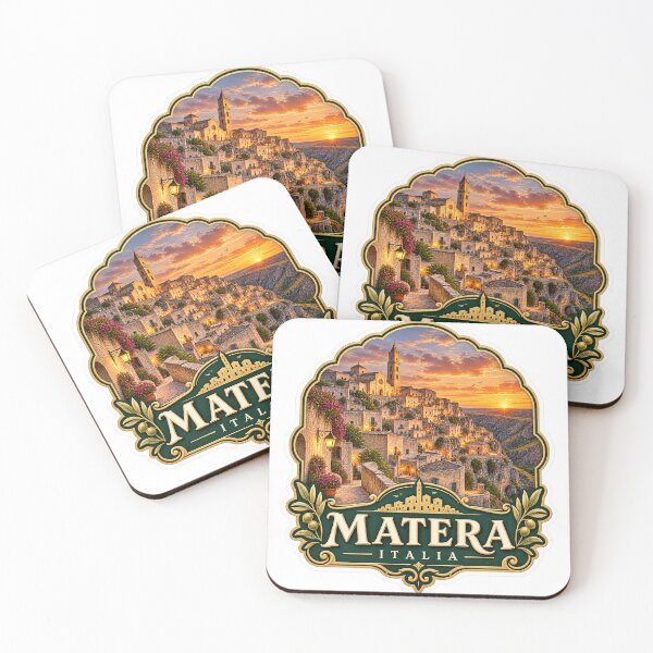 Item preview, Matera Italy Vintage Travel Sticker | Sassi di Matera Sunset Illustration designed and sold by ChicClicker.
