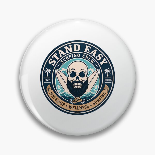 Item preview, Stand Easy Veteran Surf Club Logo Sunshine Coast - Male Version Black Beard designed and sold by zeigler-cassiz.