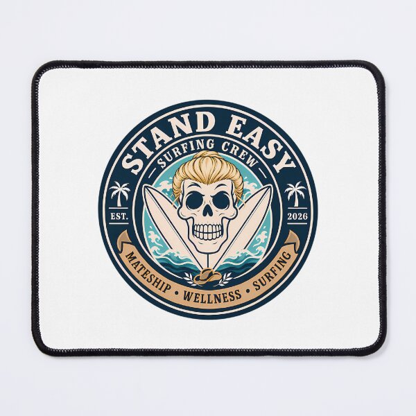 Item preview, Stand Easy Veteran Surf Club Logo Sunshine Coast - Male Version Blonde Manbun designed and sold by zeigler-cassiz.