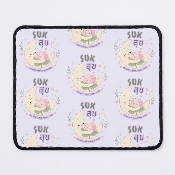 Item preview, Suk | Quiet Happiness – Cute Thai Moon & Lotus Design | Soft Thailand™ designed and sold by CosmicQuietStudio.