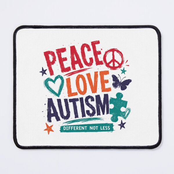 Item preview, Peace Love Autism Different Not Less Autism Awareness Neurodiversity Acceptance Supporter designed and sold by SkeletonsDanger.