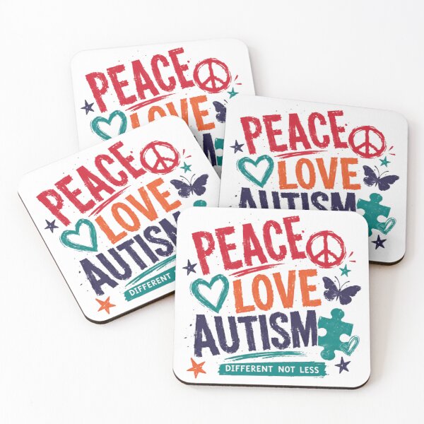 Item preview, Peace Love Autism Different Not Less Autism Awareness Neurodiversity Acceptance Supporter designed and sold by SkeletonsDanger.