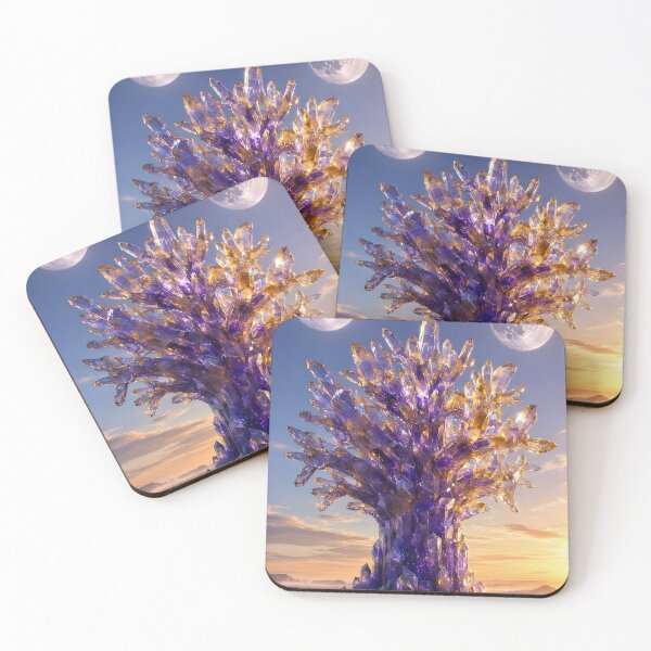 Item preview, Surreal Purple Crystal Tree with Twin Moons designed and sold by Pyt27.